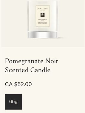 Jo Malone White Scented Candle with Black Ribbon Seal Brand new